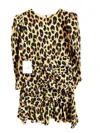 Beulahstyle Leopard Print Puff Sleeve Animal Print Cocktail Dress In Multicolor In Multi