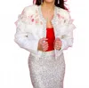 Beulahstyle Magnolia Ruffle Jacket In Pearl & Beige In White