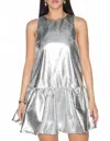 Beulahstyle Metallic Party Mini Dress In Silver In Silver