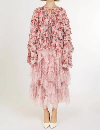 Beulahstyle Parisan Tiered Maxi Skirt In Pink