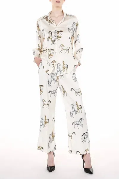 Beulahstyle Satin Lounge Set In Wild Horses In White