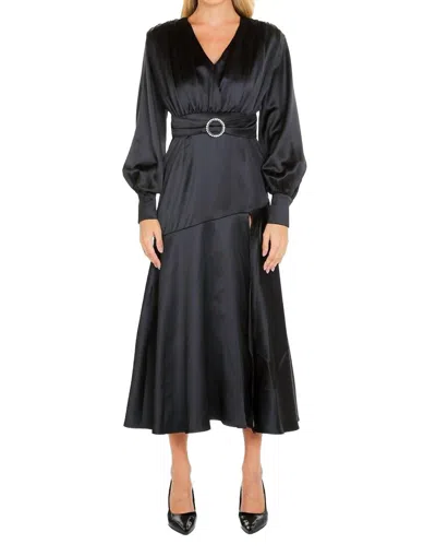 Beulahstyle Satin Maxi Dress With O-ring In Black