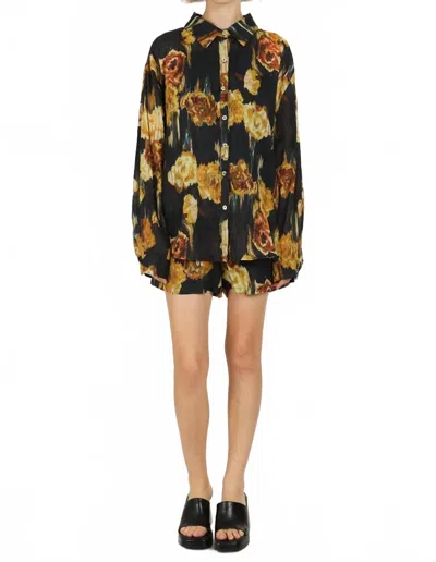 Beulahstyle Suri Abstract Floral Shirt And Shorts Set In Navy Multi In Black