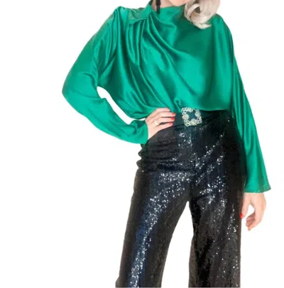 Beulahstyle Top With Floral Embellishment In Green