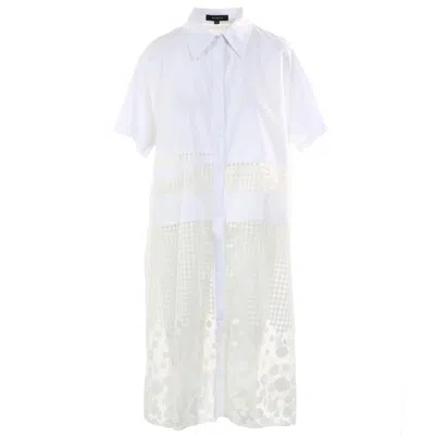 Beulahstyle Women's Collared Button Down Tunic Dress In White