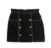 Beulahstyle Women's Mini Skirt With Gold Trim And Buttons In Black In Black