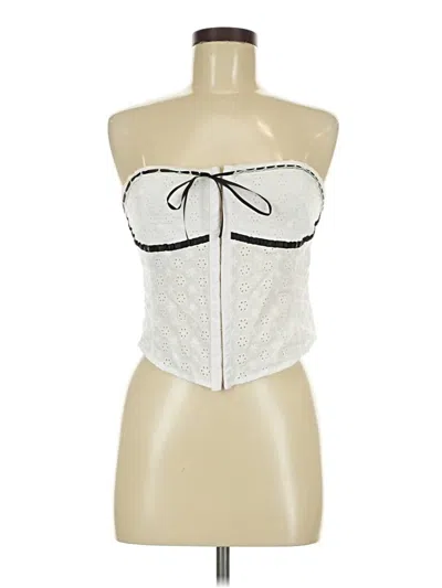 Pre-owned Beverly And Beck Sleeveless Top Silver Strapless Neckline Tops