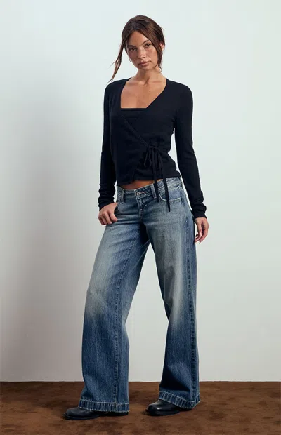 Beverly And Beck Women's Adelaide Wrap Long Sleeve Sweater In Black