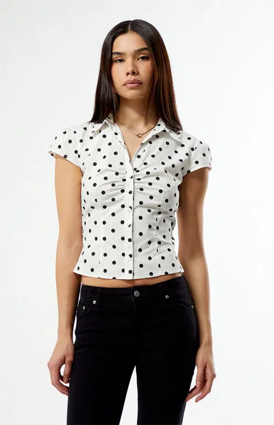 Beverly And Beck Women's Audrey Button Up Collar Top In Black/white