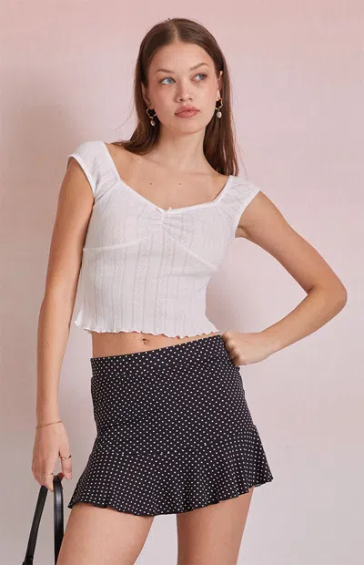 Beverly And Beck Women's Ava Cinched Pointelle Top In White