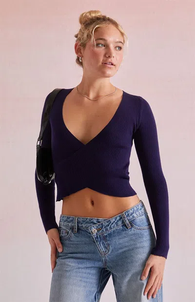 Beverly And Beck Women's Bella Wrap Sweater In Navy In Blue