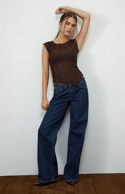 Beverly And Beck Women's Beth Open Lace Top In Brown