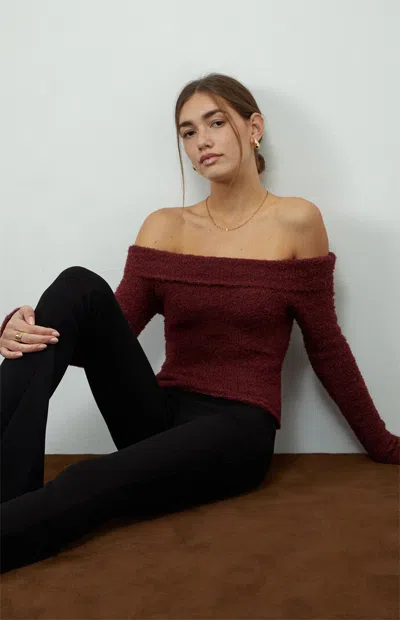 Beverly And Beck Women's Cadence Off-the-shoulder Sweater In Burgundy