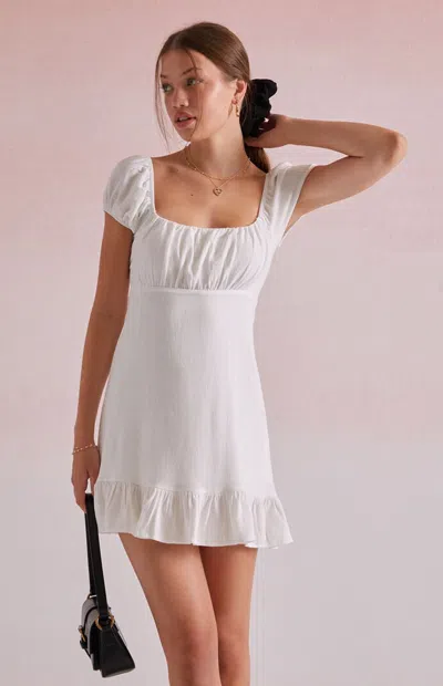 Beverly And Beck Women's Camille Tie Back Mini Dress In White