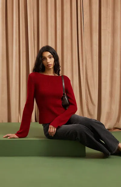 Beverly And Beck Women's Chloe Bell Sleeve Sweater In Red