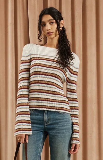 Beverly And Beck Women's Chloe Bell Sleeve Sweater In Stripe