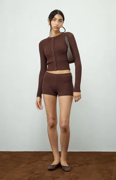 Beverly And Beck Women's Claudette Knit Micro Shorts In Brown