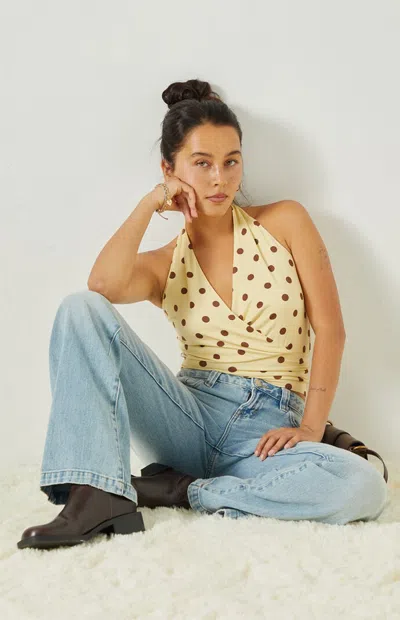 Beverly And Beck Women's Devon Wrap Halter Top In Yellow In Multi