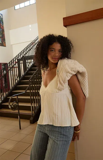 Beverly And Beck Women's Elise Plissã© Lace Tank Top In Ivory