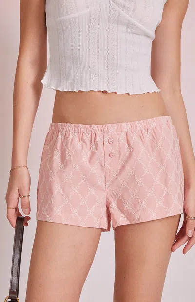 Beverly And Beck Women's Embroidered Micro Shorts In Pink