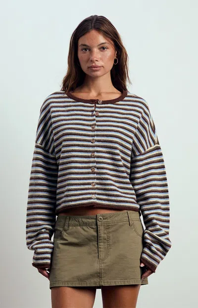 Beverly And Beck Women's Georgia Scarf Button Down Cardigan In Multi