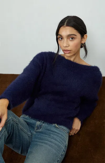 Beverly And Beck Women's Ida Off-the-shoulder Sweater In Navy In Blue