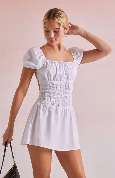 Beverly And Beck Women's Jane Puff Sleeve Mini Dress In White
