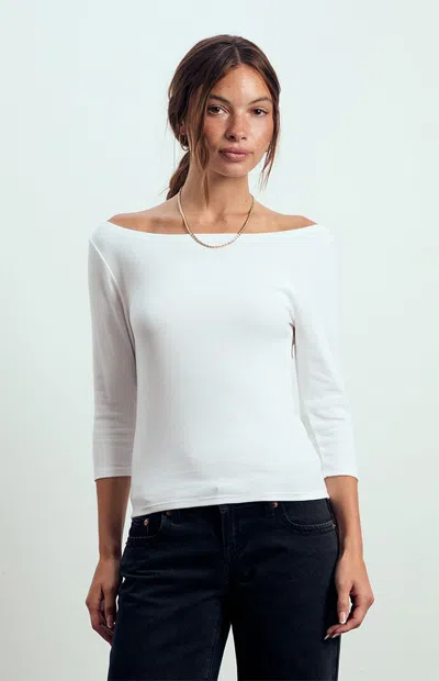 Beverly And Beck Women's Kenzie 3/4 Sleeve Off-the-shoulder Top In White