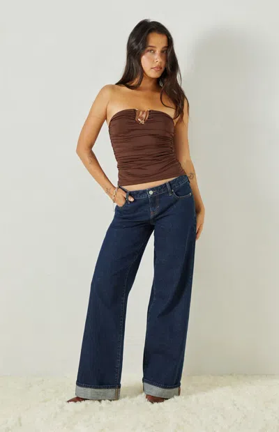 Beverly And Beck Women's Lila Stone Center Hardware Tube Top In Brown