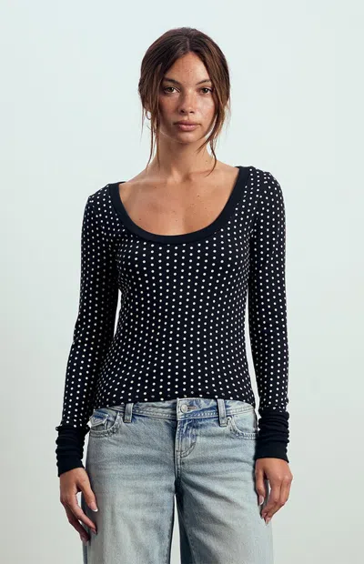 Beverly And Beck Women's Lily Long Sleeve Top In Polka Dot