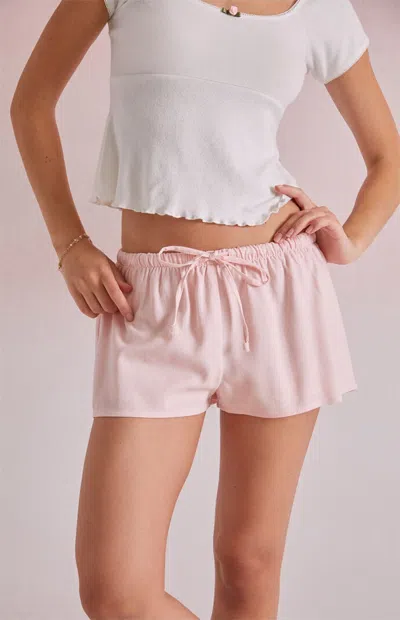 Beverly And Beck Women's Linen Drawstring Micro Shorts In Pink