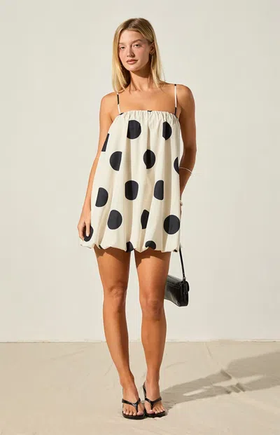 Beverly And Beck Women's Penelope Polka Dot Bubble Mini Dress In Black/ivory In Neutral