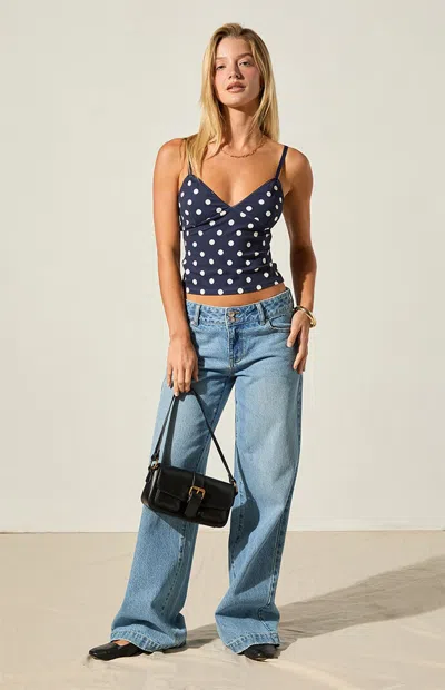 Beverly And Beck Women's Polka Dot Rosie Tank Top In Navy In Red