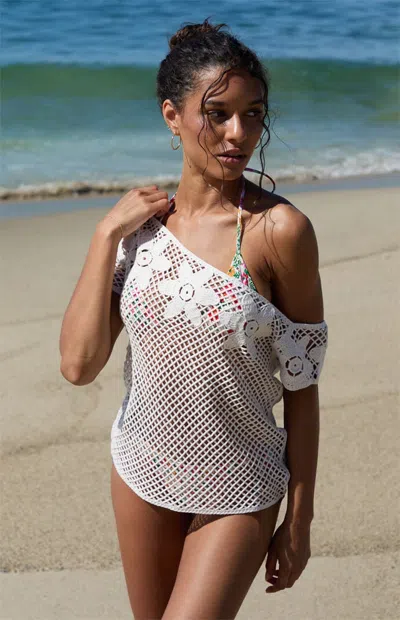 Beverly And Beck Women's Valerie Off-the-shoulder Short Sleeve Sweater In Ivory In White