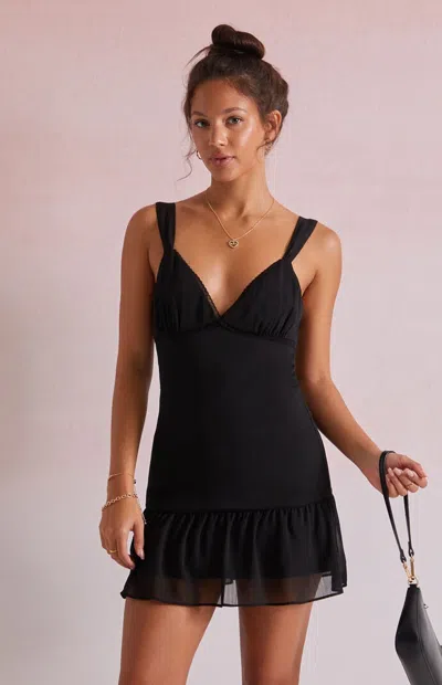 Beverly And Beck Women's Zoey Chiffon Asymmetrical Mini Dress In Black