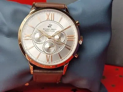 Pre-owned Beverly Hills Polo Club Brown And Rose Gold Tone Watch;rrp £260