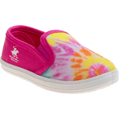 Beverly Hills Polo Club Kids' Tie Dye Canvas Slip-on Sneaker In Fuchsia Multi