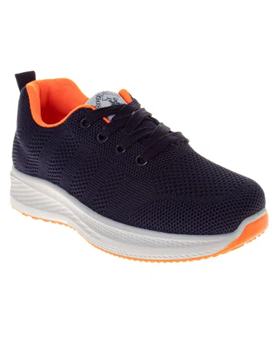 Beverly Hills Polo Club Little And Big Boys Lace-up Fashion Sneakers In Navy,orange