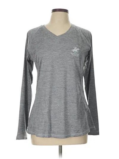 Pre-owned Beverly Hills Polo Club Long Sleeve Top Gray V Neck Tops