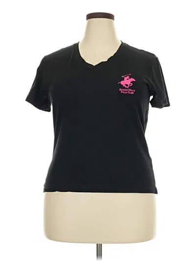 Pre-owned Beverly Hills Polo Club Short Sleeve Top Black V Neck Tops