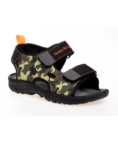 Beverly Hills Polo Club Babies' Toddler Double Hook And Loop Sport Sandals In Black Camo