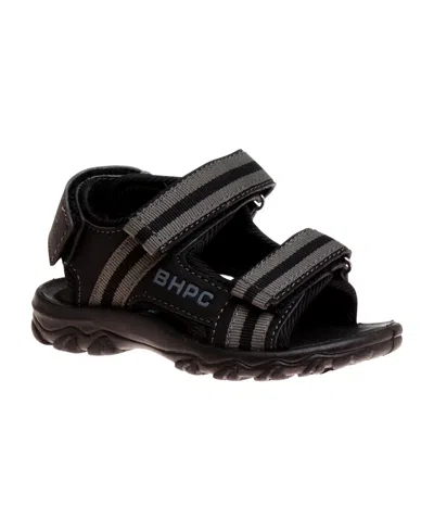 Beverly Hills Polo Club Babies' Toddler Double Hook And Loop Sport Sandals In Black