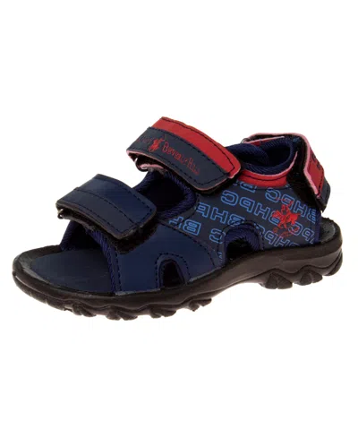 Beverly Hills Polo Club Babies' Toddler Double Hook And Loop Sport Sandals In Navy,red
