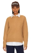 Beverly Hills X Revolve Beverly Hills Cashmere Cropped Cable Crew In Camel