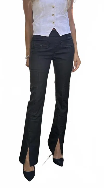 Bevy-flog Adele Front Slit Pants In Black In Blue