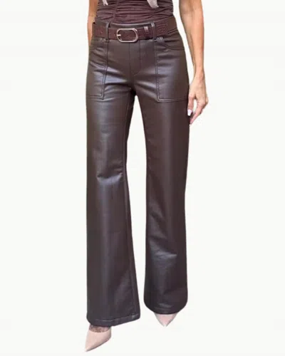 Bevy-flog Christine Vegan Leather Pull On Pants In Vegan Brown In Multi