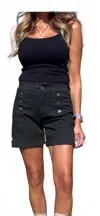 Bevy-flog Elise Button Shorts In Black In Blue
