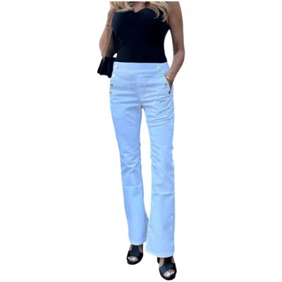 Bevy-flog Ellen Bootleg Pants In White In Blue