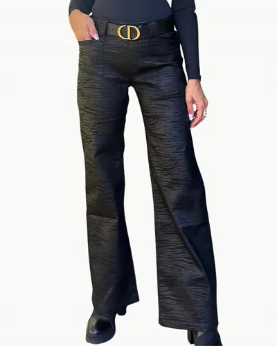 Bevy-flog Josie Flared Pants In Black Pebble Snake In Blue