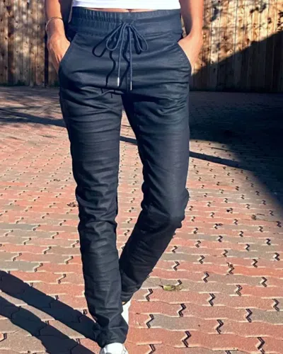 Bevy-flog Shely Tie Snake Pant In Navy In Blue